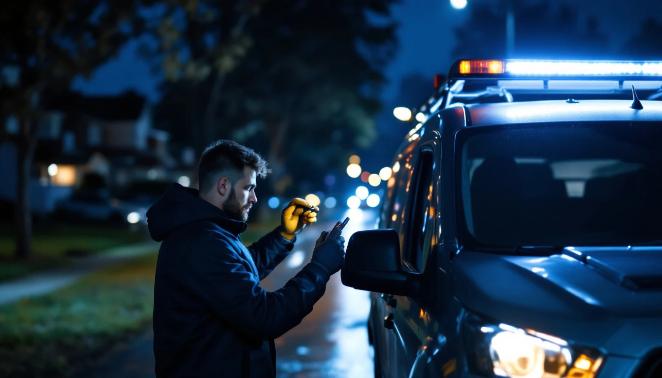 Cerrajero movil abriendo un carro de noche con total cerrado por telefono en el Metroplex DFW