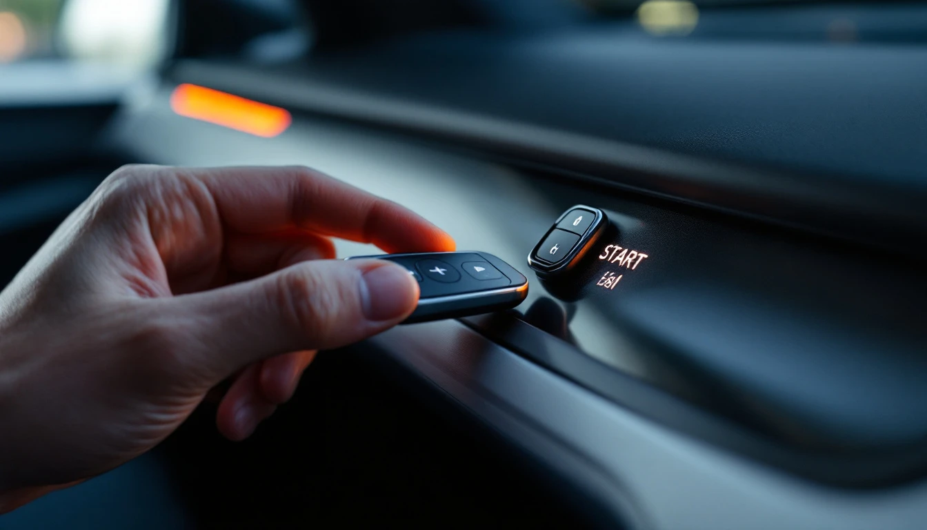 Intelligent Key de Nissan Altima junto al botón de encendido durante una programación en el Metroplex DFW