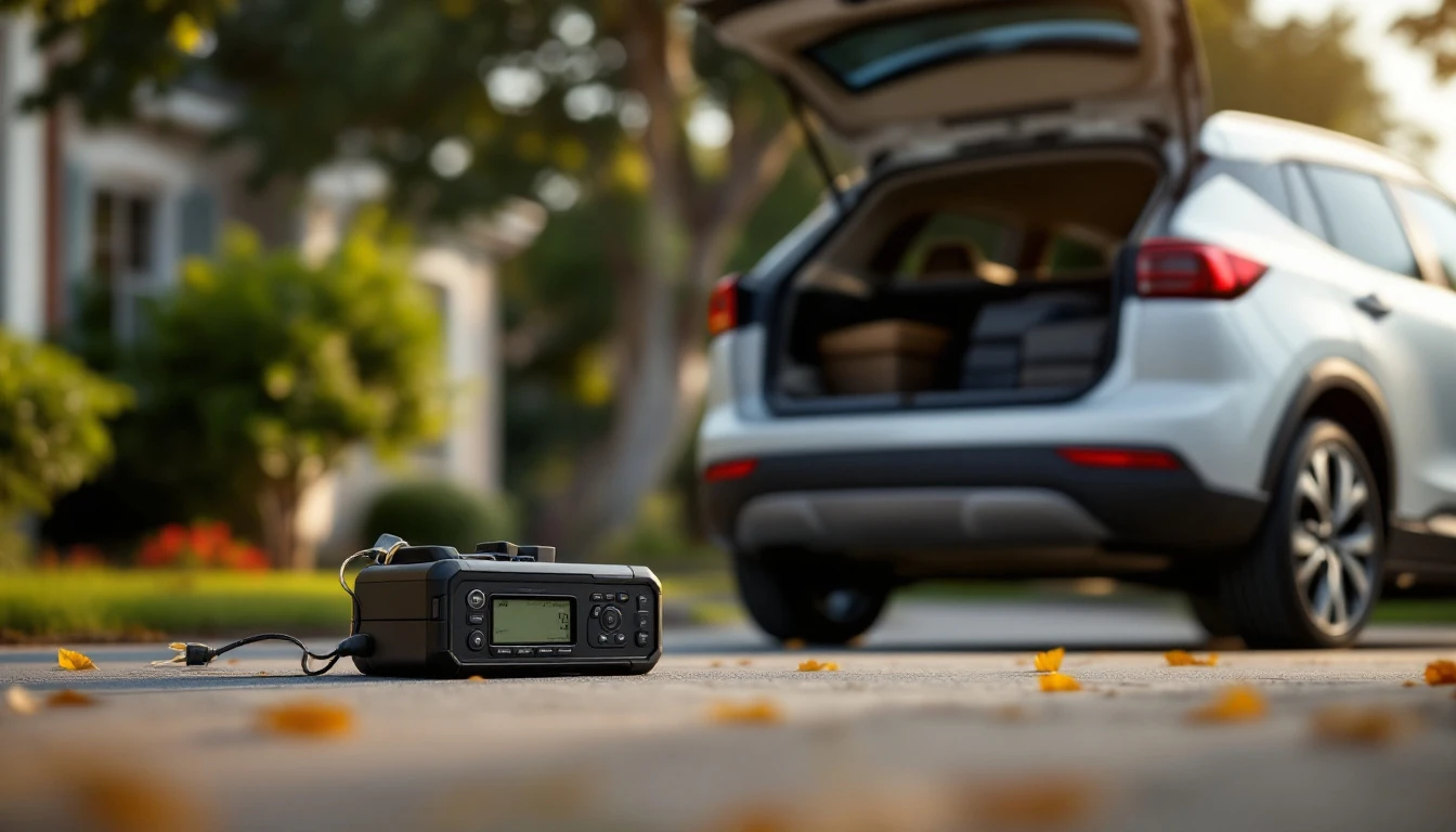 Intelligent Key de repuesto de un Nissan Rogue cortandose en una maquina portatil sobre la puerta trasera abierta en una entrada del Metroplex DFW
