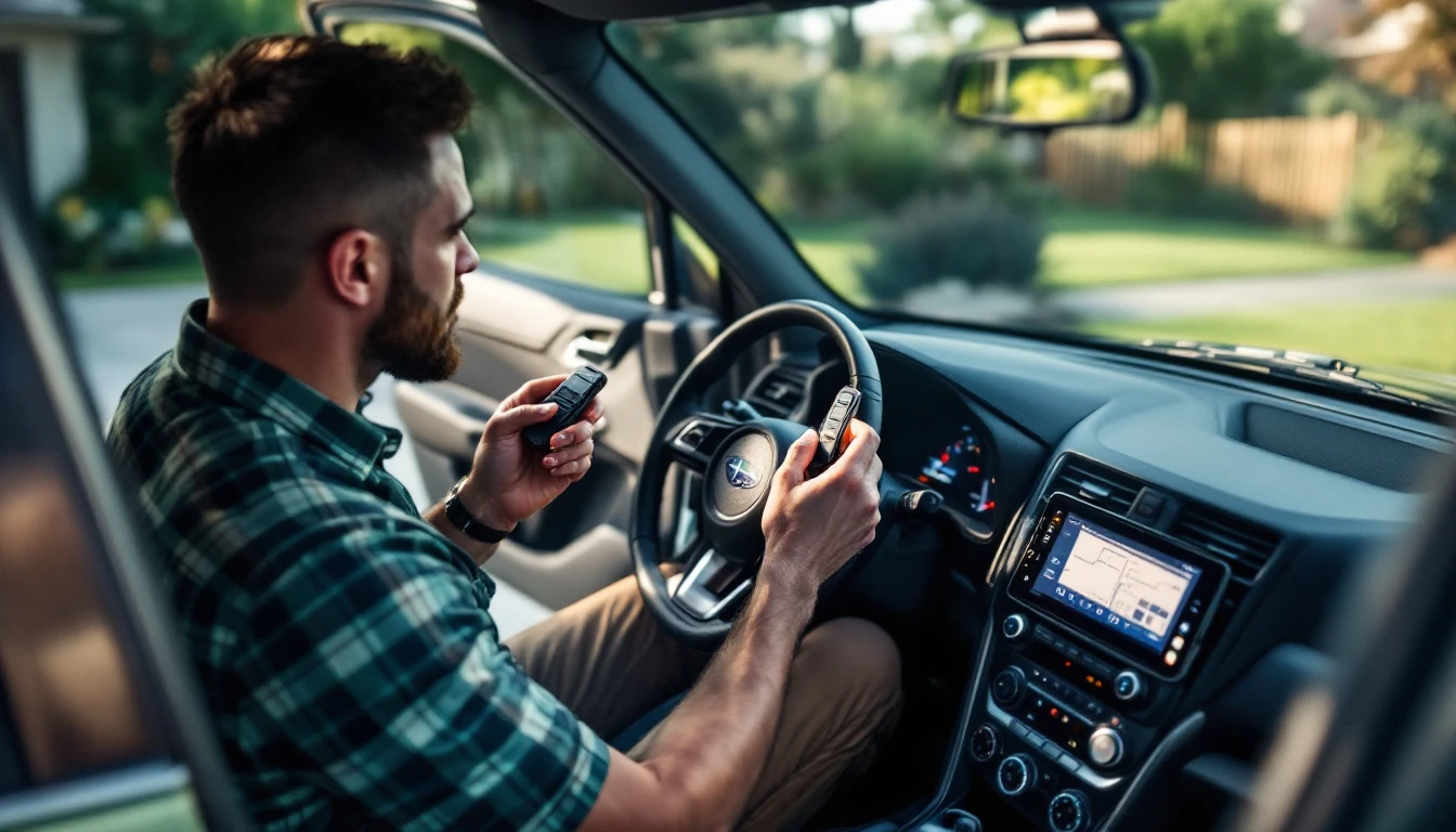 Cerrajero movil programando una llave nueva de Subaru Outback en el Metroplex DFW